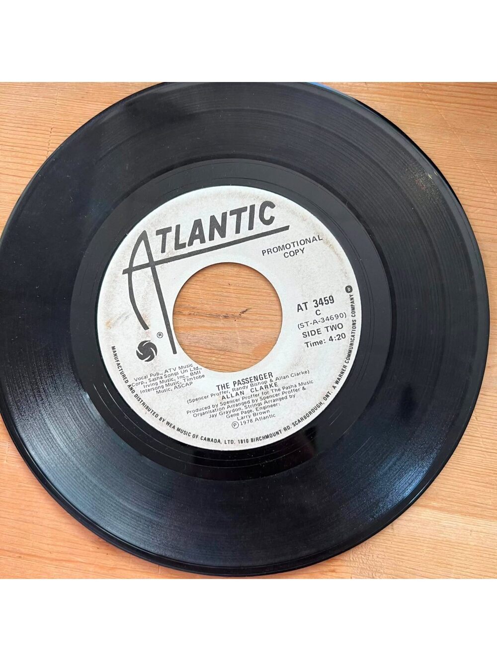 Allan Clarke - The Passenger/(I will be your) Shadow in the Street 45rpm VG+ R08